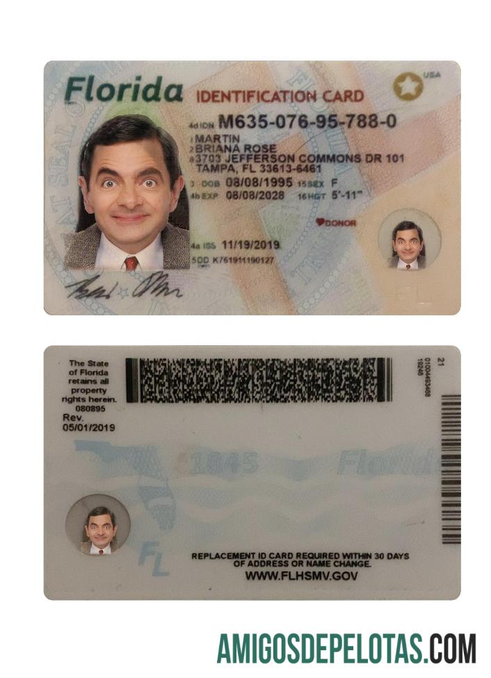 USA Florida ID Card exemplo